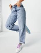 River Island Oversized Mom Jeans In Mid Auth Blue-blues