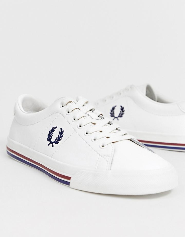 Fred Perry Underpsin Leather Sneakers In Off White - White