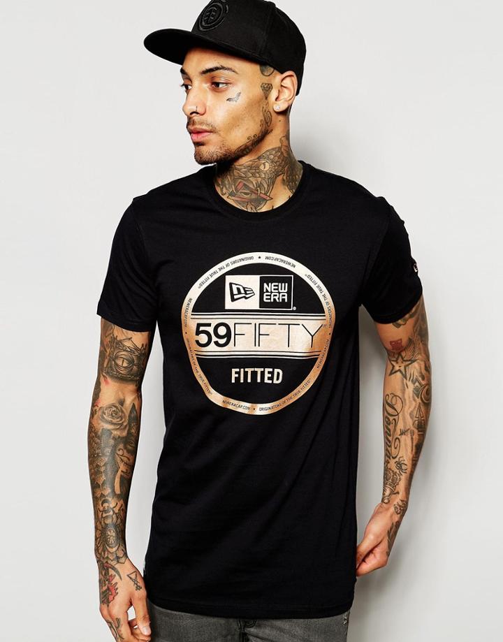 New Era T-shirt With Metallic 59fifty Logo - Black
