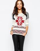 Only Printed Knit Sweater - Wine