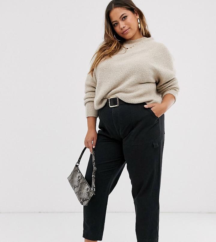 Asos Design Curve Slim Leg Combat Pants In Black