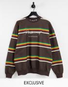 Reclaimed Vintage Inspired Unisex Oversized Sweatshirt With Front Logo In Retro Stripe-multi