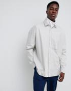 Asos White Oversized Shirt In Gray Stripe