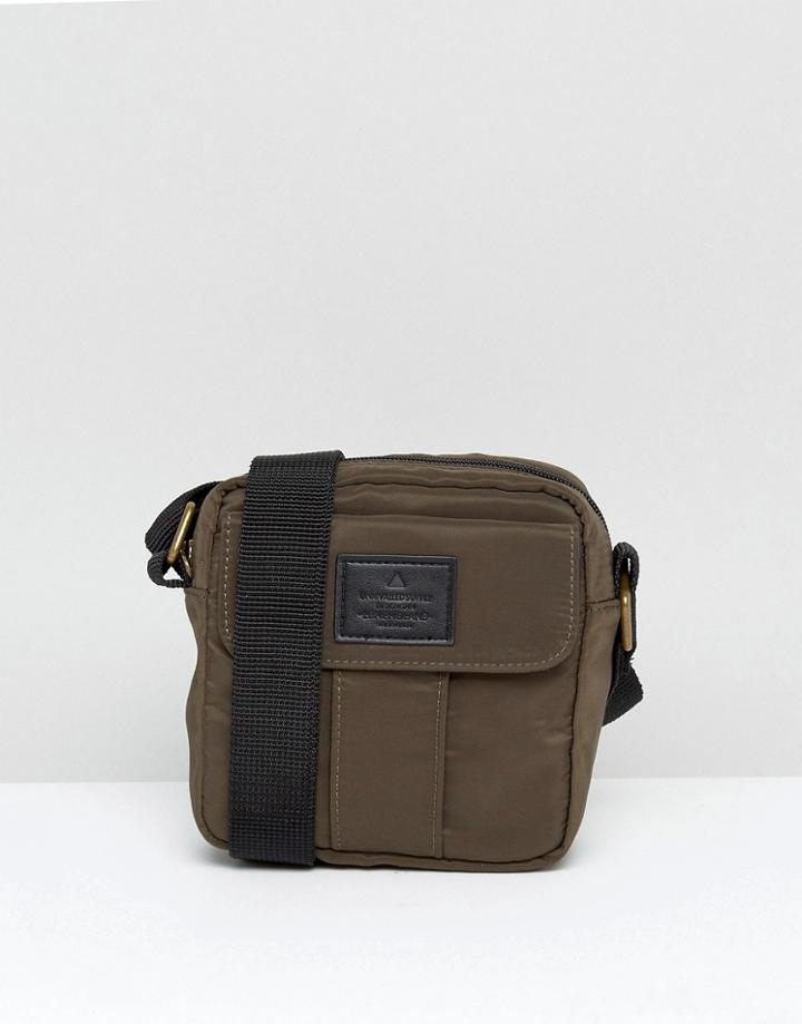 Asos Flight Bag With Front Pocket In Khaki - Green