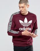 Adidas Originals Taping Crew Sweatshirt In Red Ay8271 - Red