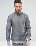 Noose And Monkey Skinny Shirt In Dogstooth - Silver