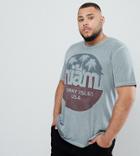 Jack & Jones Originals Plus Size T-shirt With Vintage Miami Graphic - Green