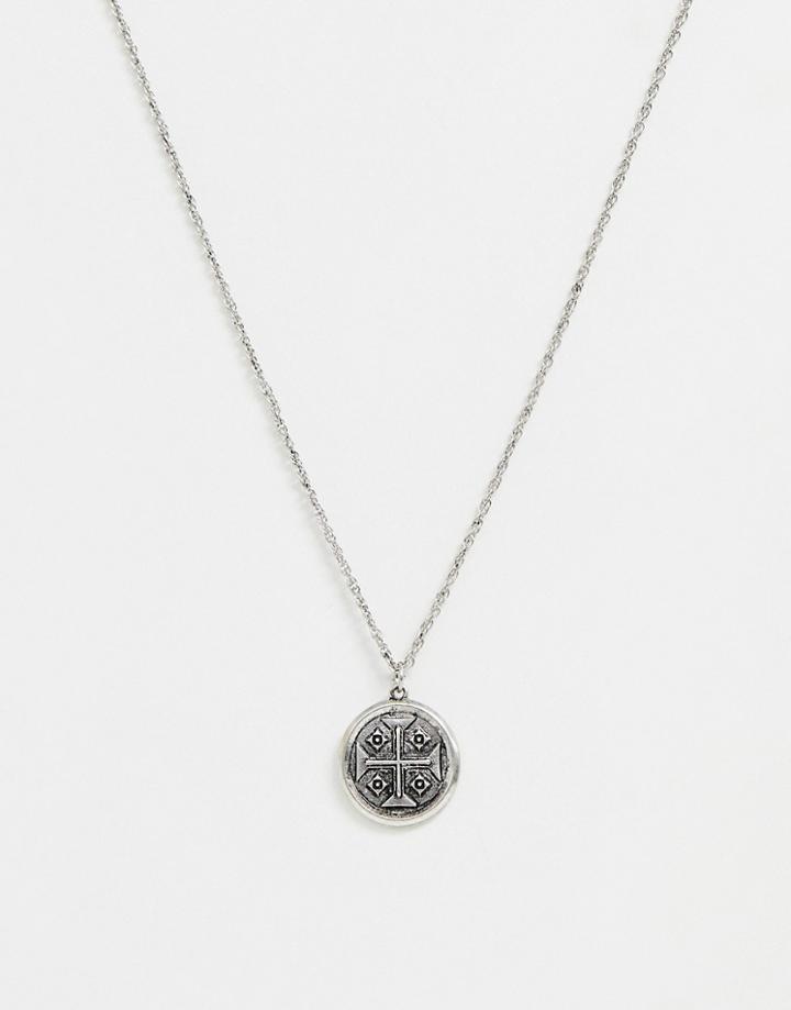 Reclaimed Vintage Inspired Necklace With Round Coin Style Pendant Exclusive To Asos - Silver