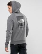 The North Face Raglan Hoodie Back Red Box Logo In Gray Marl - Gray