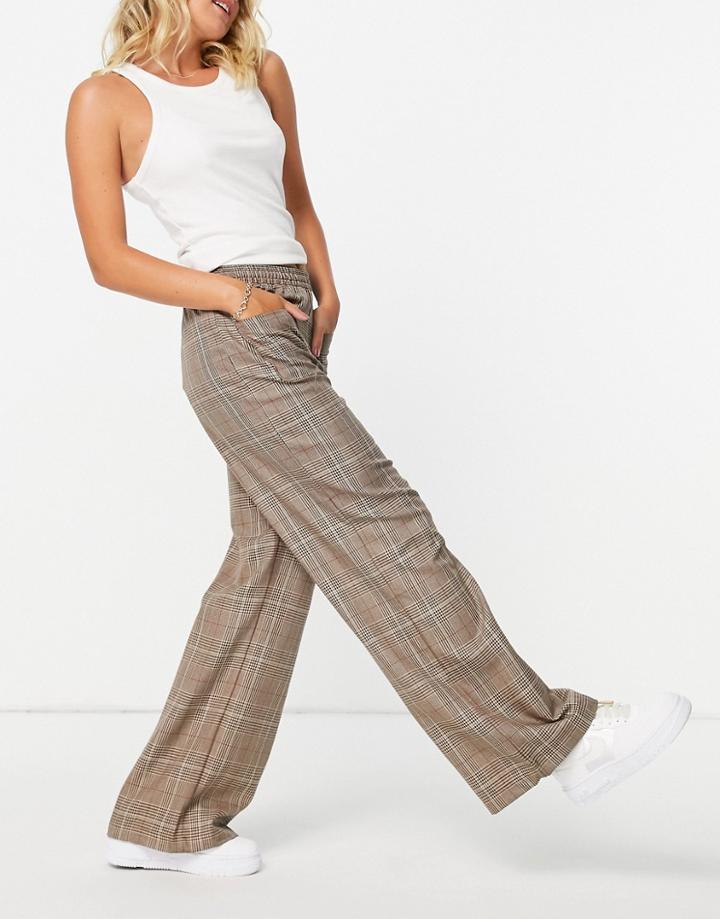 Native Youth Brown Check Wide Leg Pants
