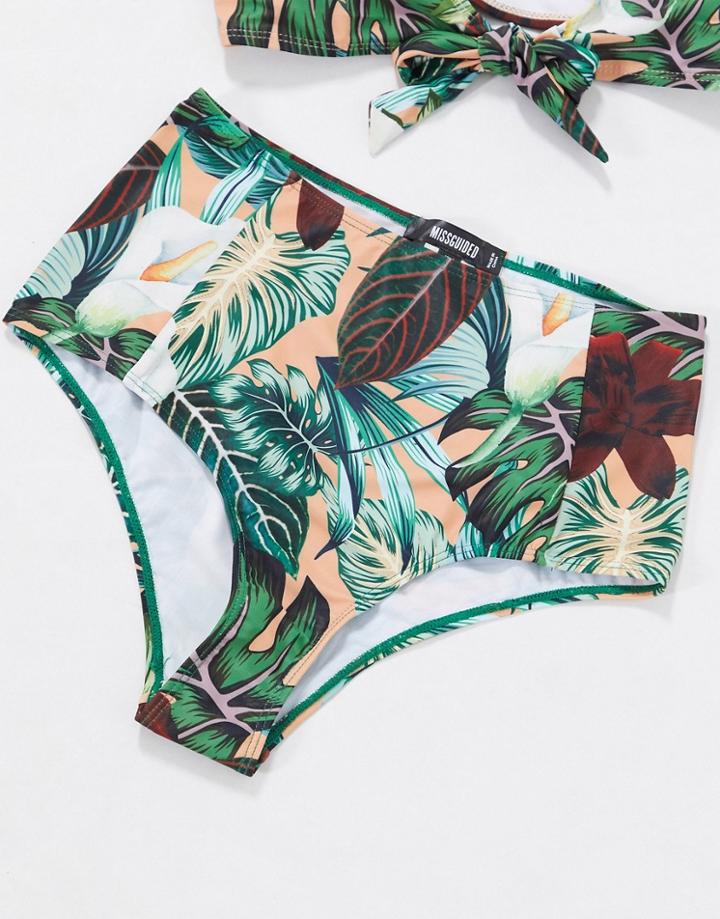 Missguided High Waisted Bikini Bottoms In Floral Print-multi