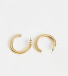 Asos Design 14k Gold Plated Hoop Earrings In Ribbed Texture