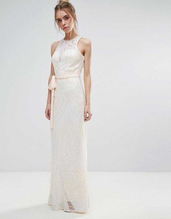 Little Mistress Sequin Maxi Dress - Beige