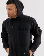 Soul Star Utility Multi Pocket Hoodie In Black - Black