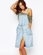 Blank Nyc Denim Overall Dress With Button Front - Blue