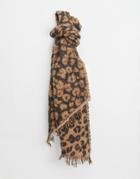 Pieces Oversized Scarf In Beige Animal Print-black