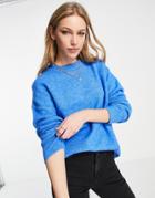 Asos Design Oversized Sweater With Volume Sleeve In Blue-blues