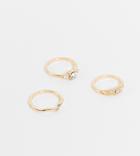 Reclaimed Vintage Inspired Pretty Crystal Rings In Gold 3 Pack