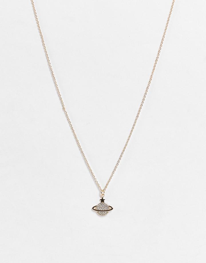 Topshop Planet Pendant Necklace In Gold