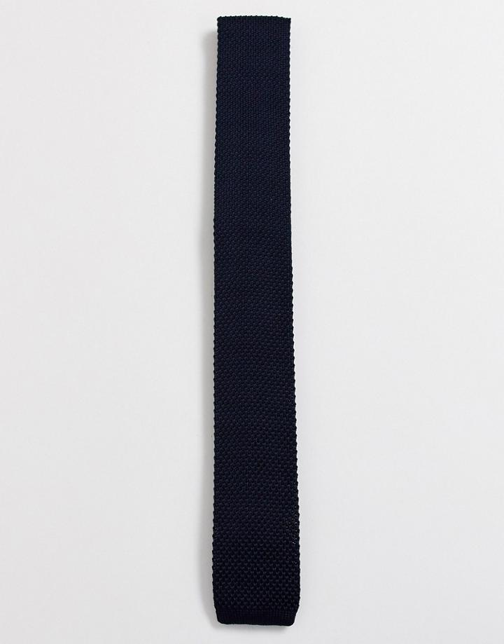 Jack & Jones Knitted Recycled Polyester Tie In Navy