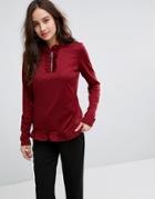 Vila Frill Detail Zip Top - Red