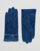 Barneys Real Leather Gloves - Navy