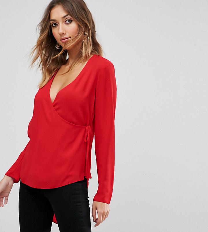 Asos Tall Clean Wrap Dip Back Top