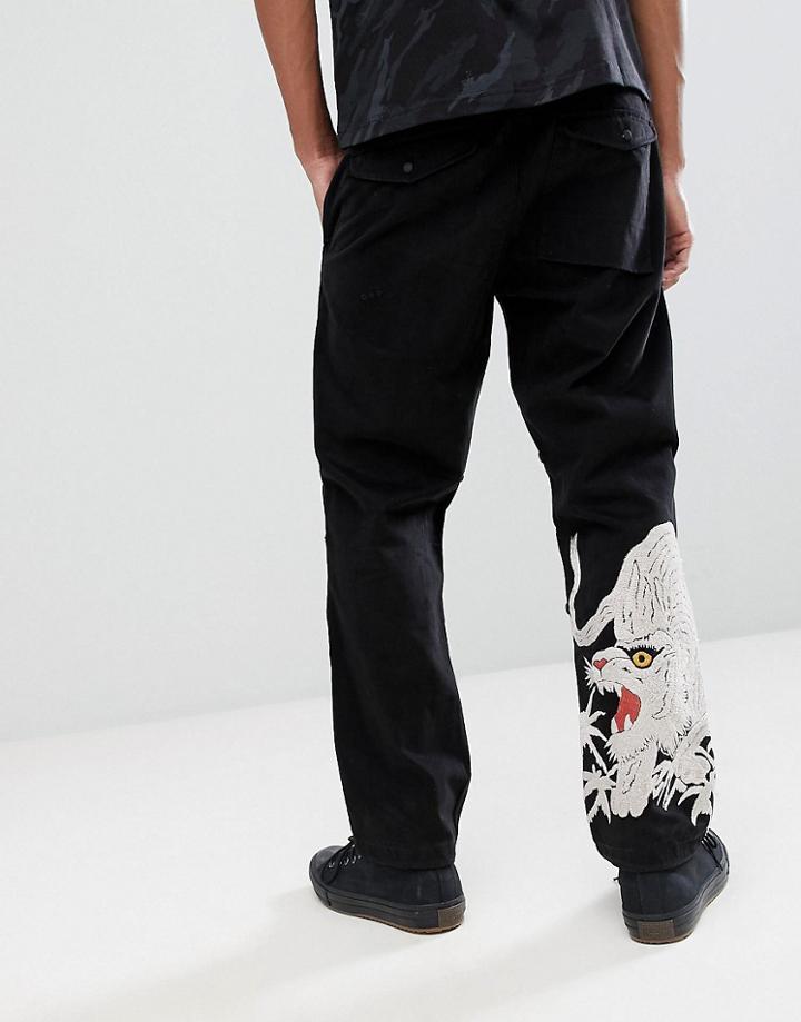 Maharishi Large Tiger Embroidery Snopants Pants - Black