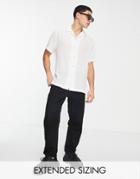 Asos Design Relaxed Shirt In Crinkle Lightweight Fabric In Ecru-neutral