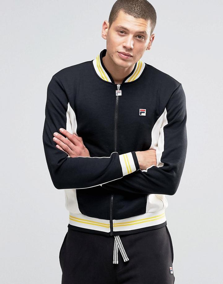 Fila Vintage Track Jacket With Stripes - Black