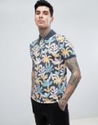 Pretty Green Slim Fit Spinnaker Floral Polo In Multi - Navy