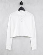 Nike Necklace Detail Mock-neck Long Sleeve T-shirt In White