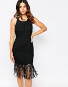 Goldie Shake It Crochet Dress With Tassel Trim - Black