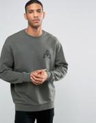 Asos Oversized Sweatshirt With Front & Back Print - Green