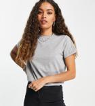 Asos Design Petite Ultimate Cotton T-shirt With Crew Neck In Gray Heather - Gray-grey