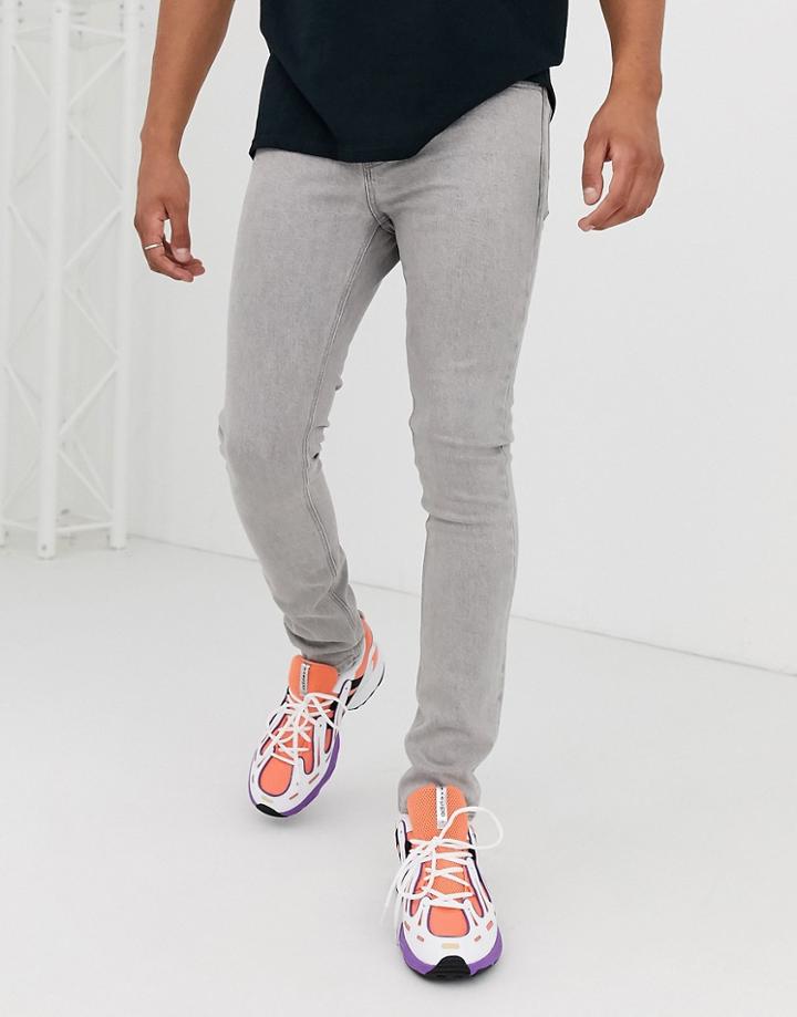 Asos Design Super Skinny Jeans In Washed Gray