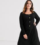Only Curve Rib Skater Dress-black