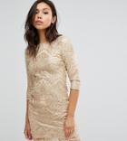 Tfnc Allover Sequin Dress With Scalloped Open Back - Gold