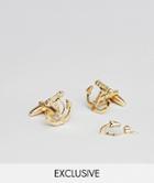 Designb Gold Anchor Cufflinks & Lapel Pin In 2 Pack Exclusive To Asos - Gold