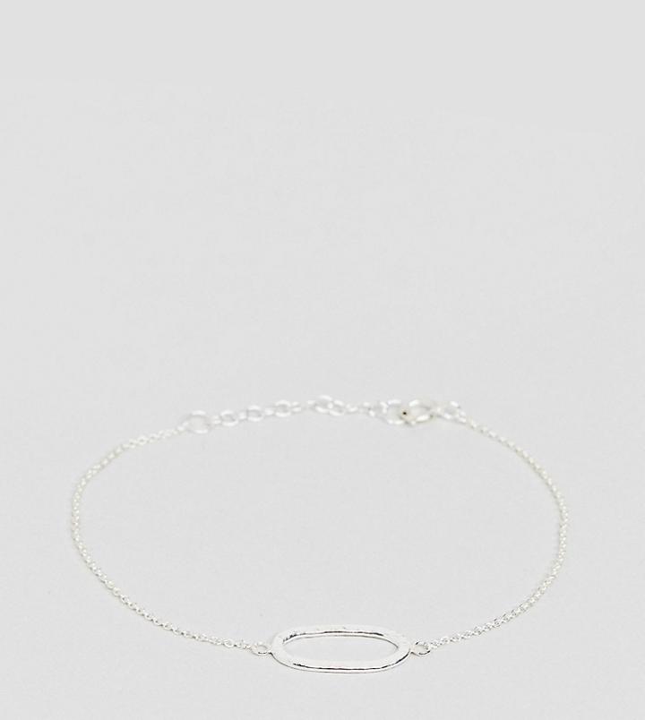 Asos Sterling Silver Hammered Oval Chain Bracelet - Silver