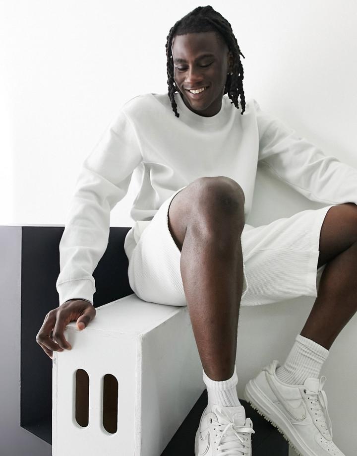Bershka Oversized Pique Sweatshirt In Gray