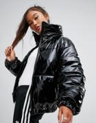 Asos High Shine Patent Puffer Jacket - Black