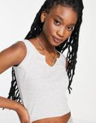 Brave Soul Sasha Notch Neck Crop Tank Top In Gray-grey