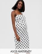 Asos Design Maternity Scallop Spot Bandeau Midi Dress-multi