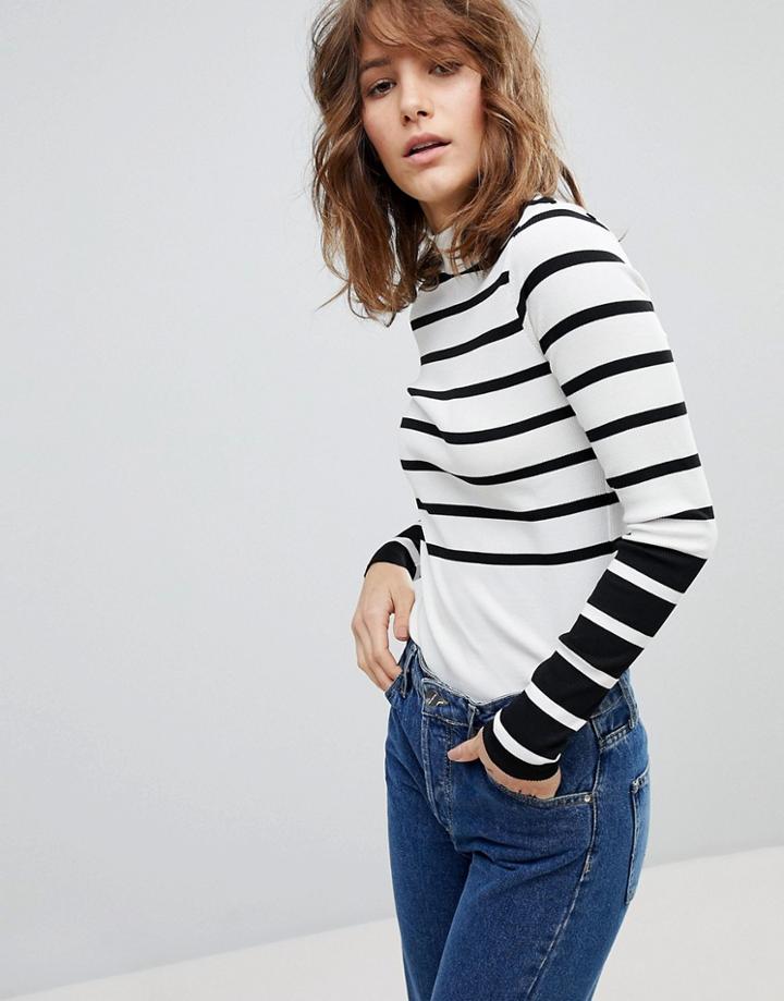 Stradivarius Contrast Stripe High Neck Sweater - Multi