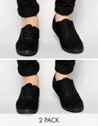 Asos Sneakers 2 Pack In Black Save 20%