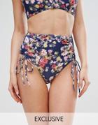 Asos Fuller Bust Exclusive Field Floral Print High Leg Bikini Bottom - Multi