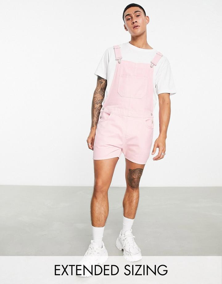 Asos Design Short Overalls In Pink In Shorter Length