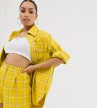 Asos Design Petite Yellow Check Suit Shacket - Multi