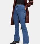 Topshop Petite Mid Blue Flared Joni Jeans-blues